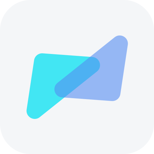 Formes géométriques superposées, bleu et cyan